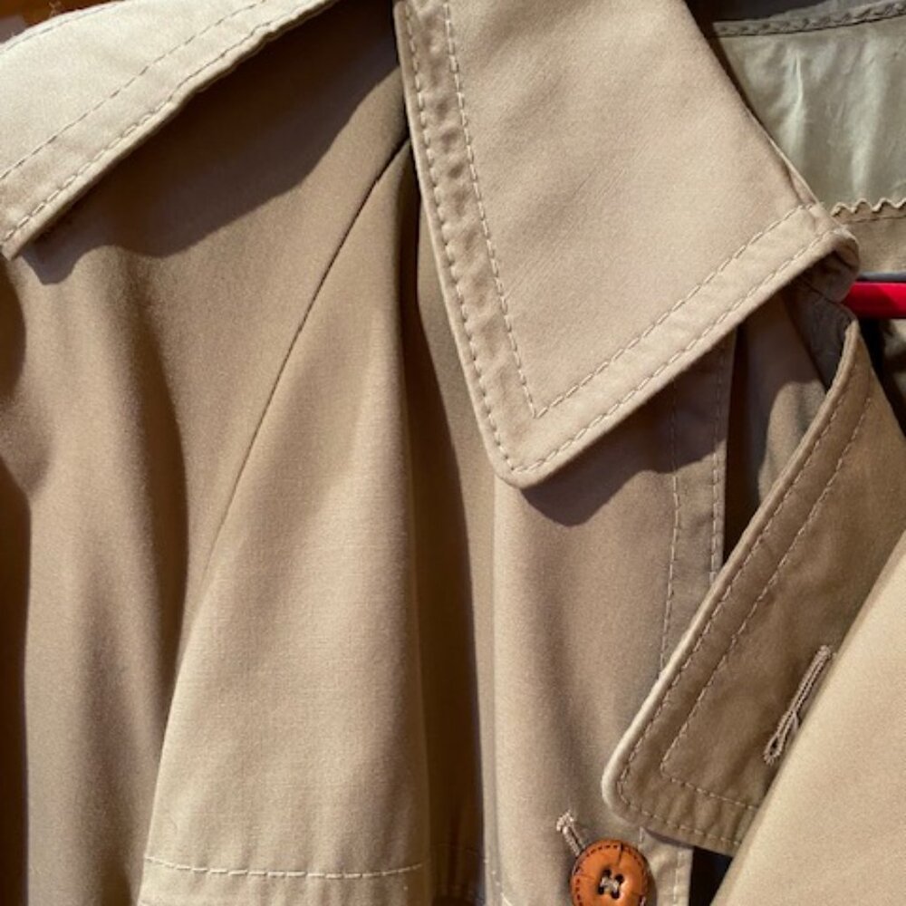 Europe Craft Vintage Trench Coat Beige Dress Coat Removable Wool Liner, Med / L - Picture 10 of 14